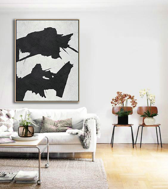 Black And White Minimal Painting On Canvas,Decorating A Big Living Room #L1D0